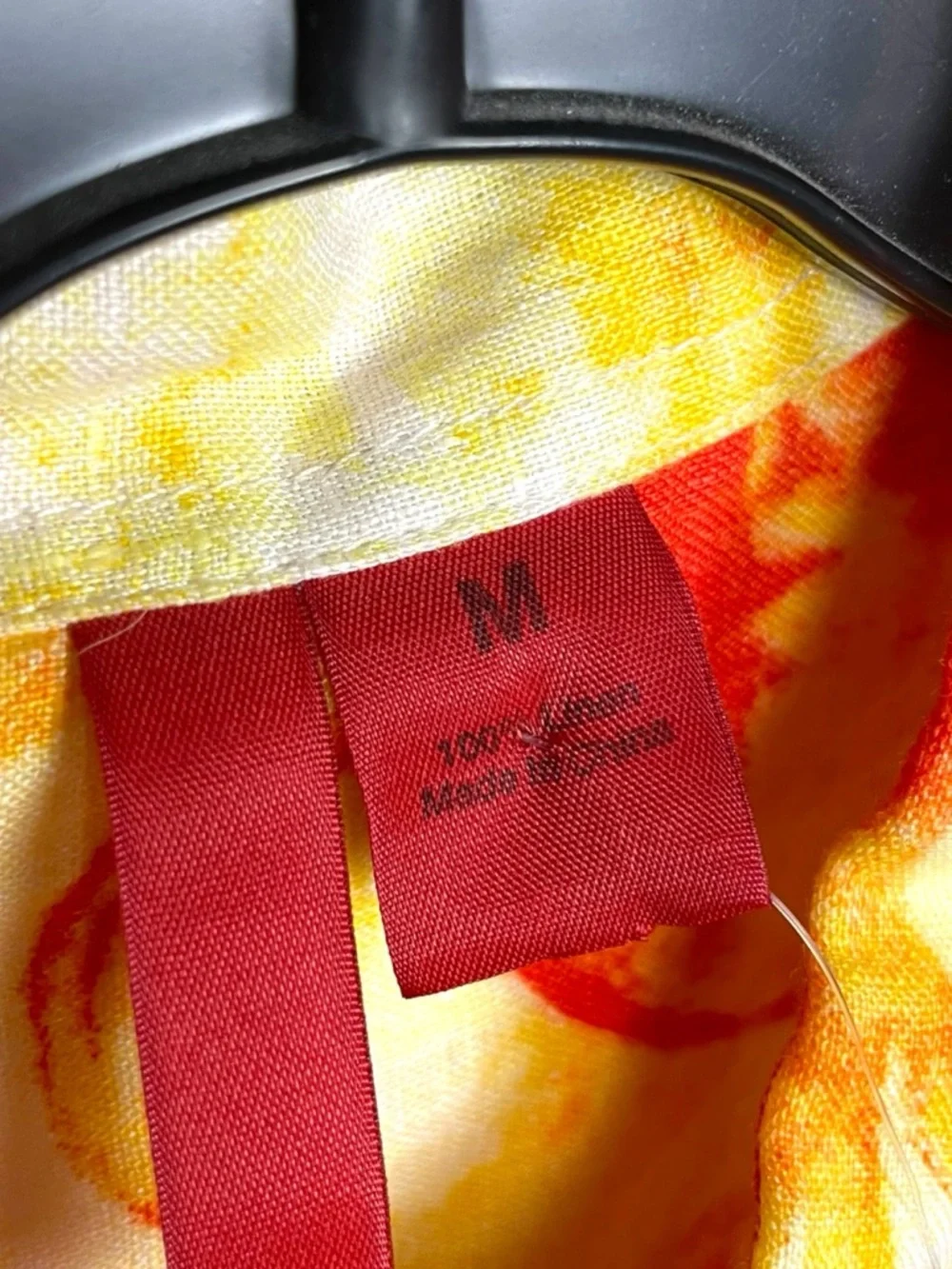 NEW Men's Yellow & Orange Saks Fifth Ave 100% Linen Floral Button-Up Shirt Med